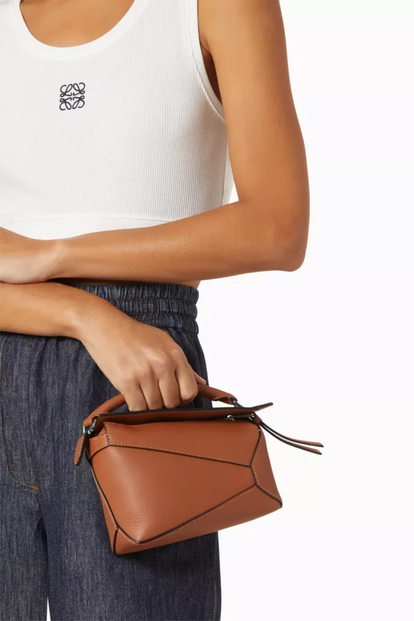 Mini Puzzle Bag in Classic Calfskin - Brown - Image 2