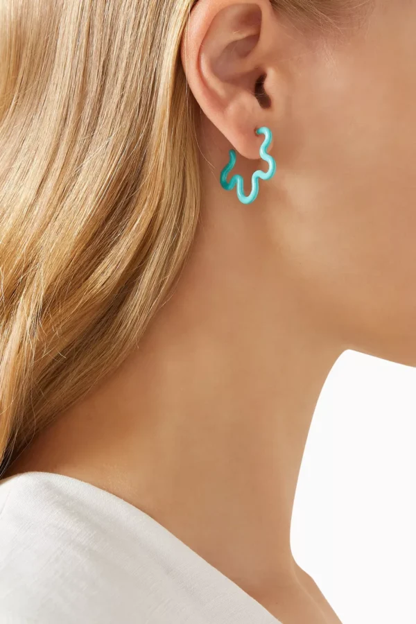 Two-Tone Asymmetrical Flower Earrings in 9kt Yellow gold - Image 4