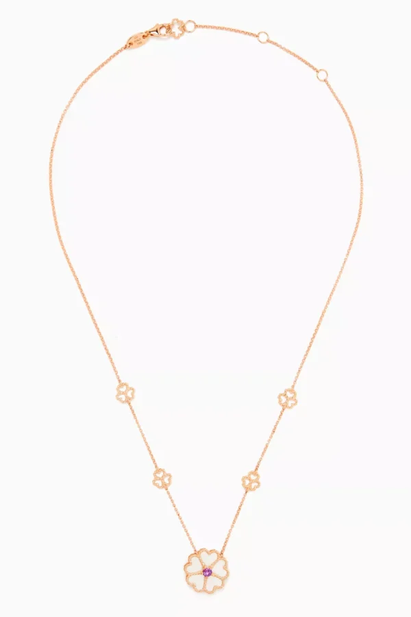 Farfasha Petali del Mare Mother of Pearl & Amethyst Necklace in 18kt Rose Gold - Image 3