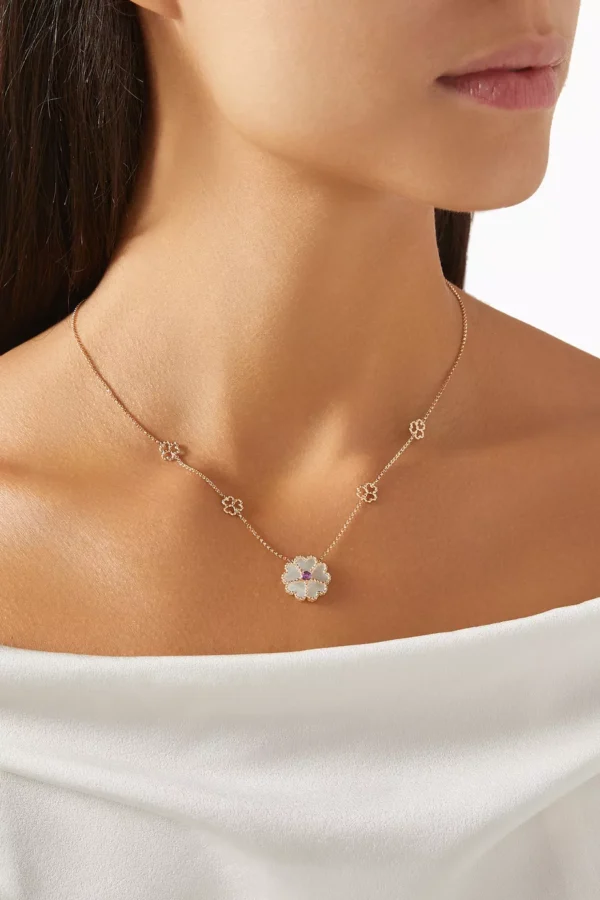 Farfasha Petali del Mare Mother of Pearl & Amethyst Necklace in 18kt Rose Gold - Image 2