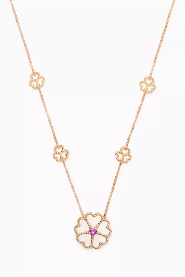 Farfasha Petali del Mare Mother of Pearl & Amethyst Necklace in 18kt Rose Gold