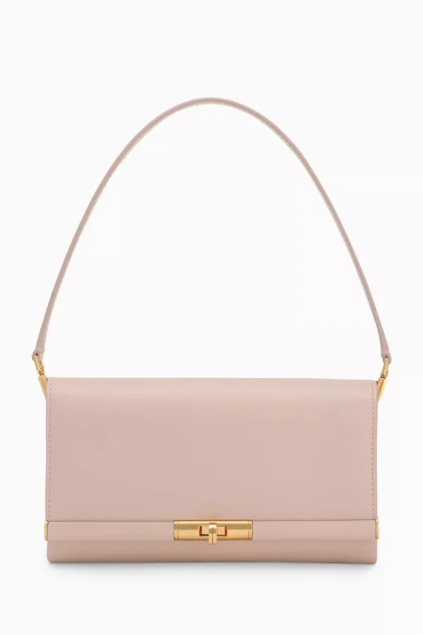 Marlene Wallet Shoulder Bag in Calf Leather - Neutral