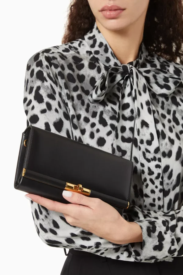 Marlene Wallet Shoulder Bag in Calf Leather - Black - Image 4