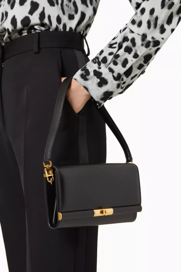 Marlene Wallet Shoulder Bag in Calf Leather - Black - Image 2