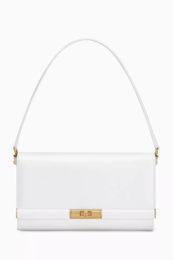 Marlene Wallet Shoulder Bag in Calf Leather - White