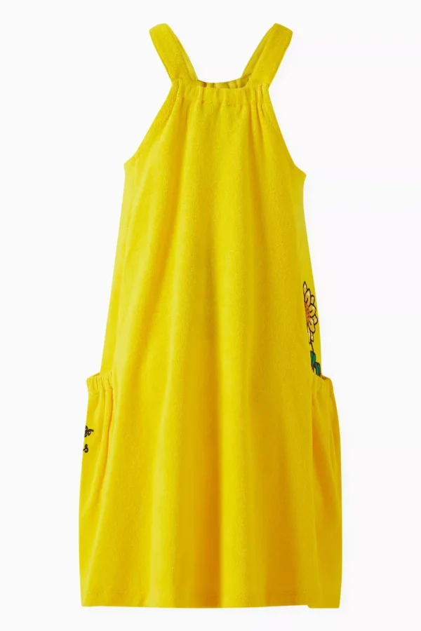 Sun Flower Embroidered Dress in Cotton Terry - Image 2