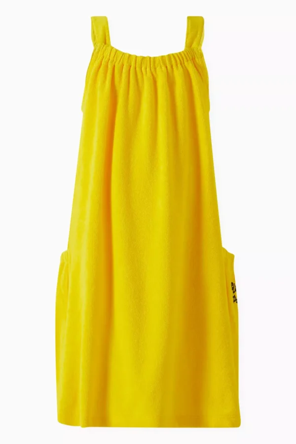 Sun Flower Embroidered Dress in Cotton Terry