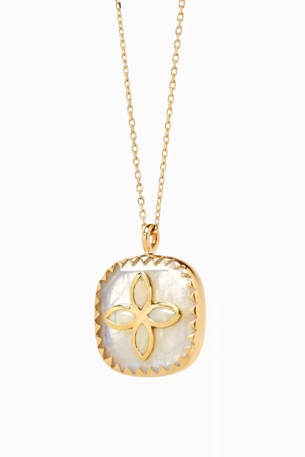 Bowie Moonstone Necklace in 9kt Yellow Gold