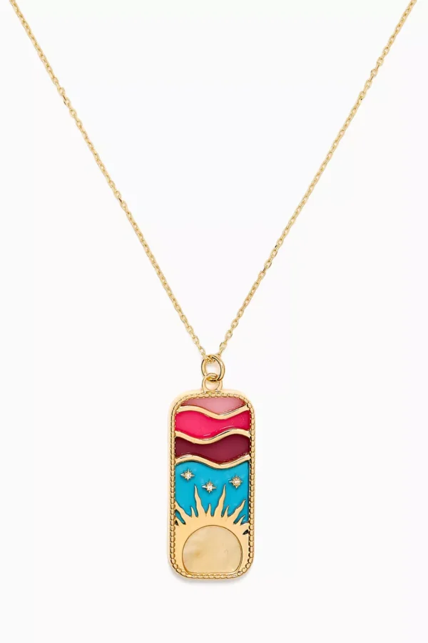 The Summer Day Enamel Pendant in 18kt Yellow Gold