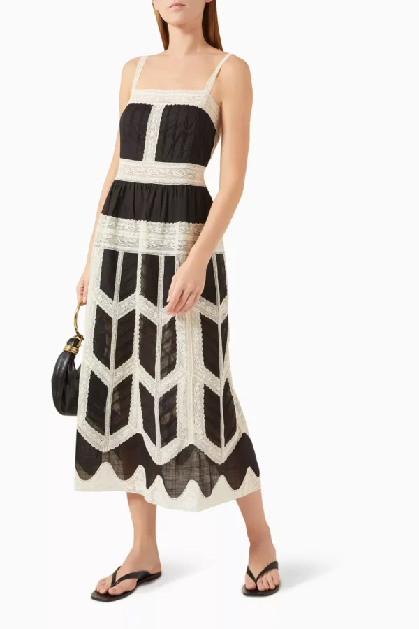 Rhiannon Lace-trim Slip Dress in Cotton - Image 4