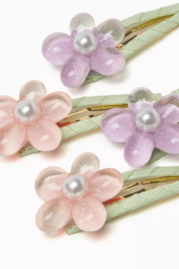 Flower Pearl Clip, Set of 4 in Satin - Image 2