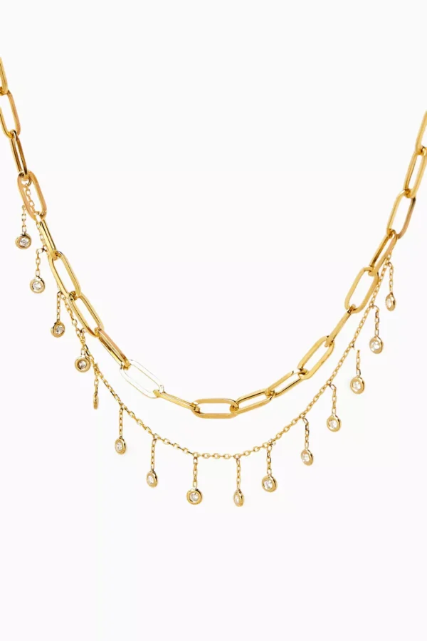 x Fozaza Bedouin Double Chain Necklace in 18kt Gold