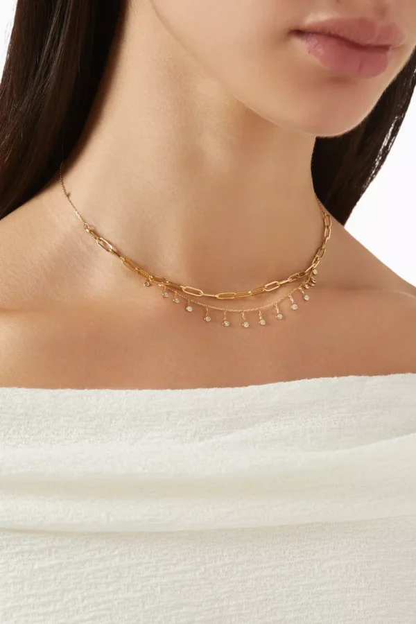 x Fozaza Bedouin Double Chain Necklace in 18kt Gold - Image 2
